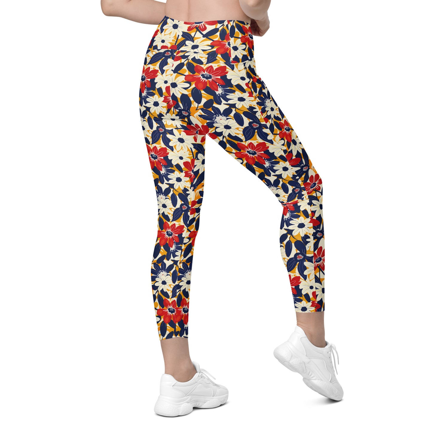 Bold Whispering Flowers Printed Leggings with pockets