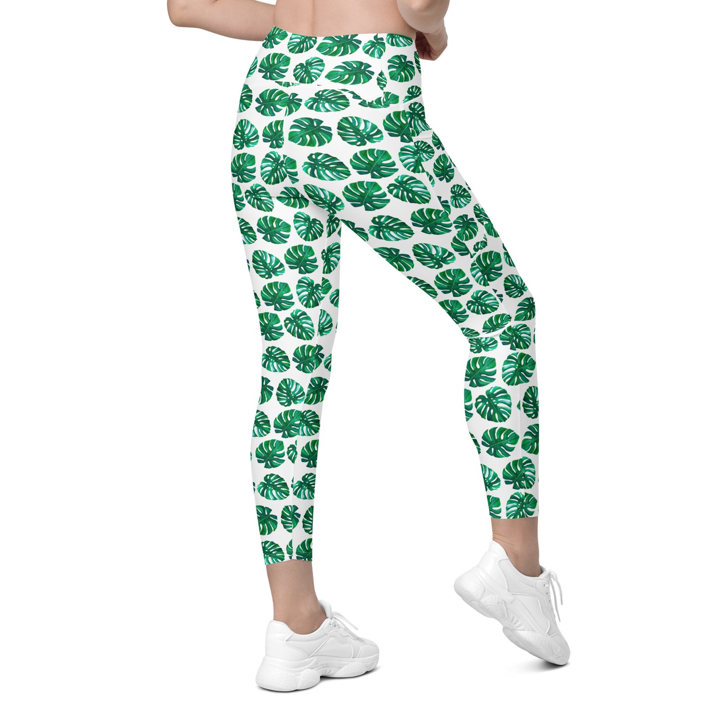 Tropical Foliage Printed Leggings with pockets