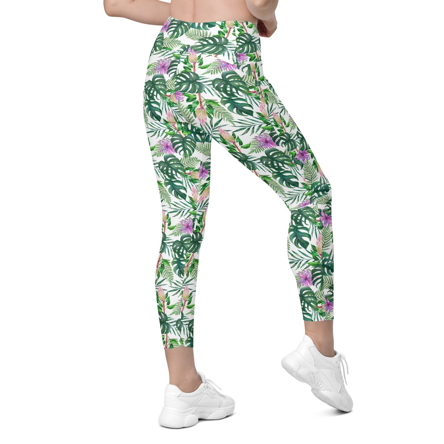 Tropical Floral Printed Leggings with pockets