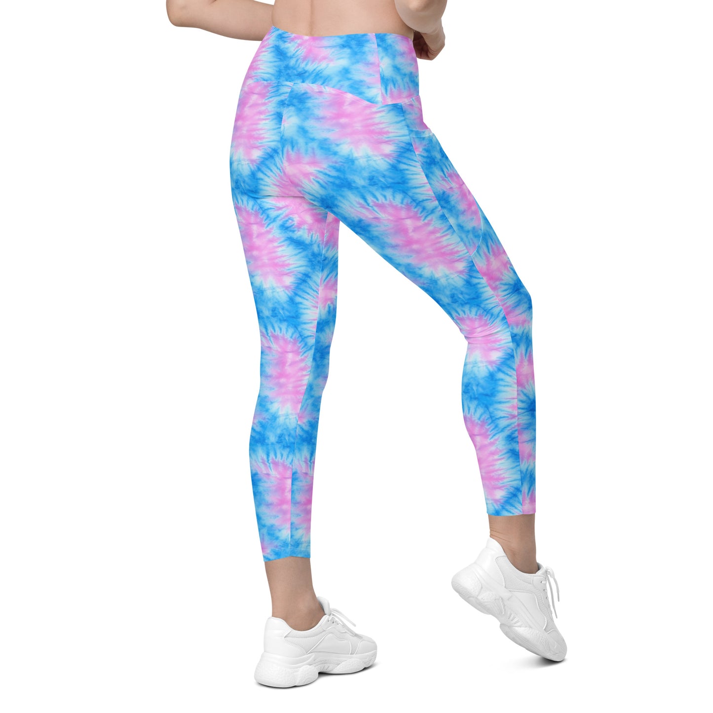 Baby Blue & Pink Tie Dye Leggings with pockets