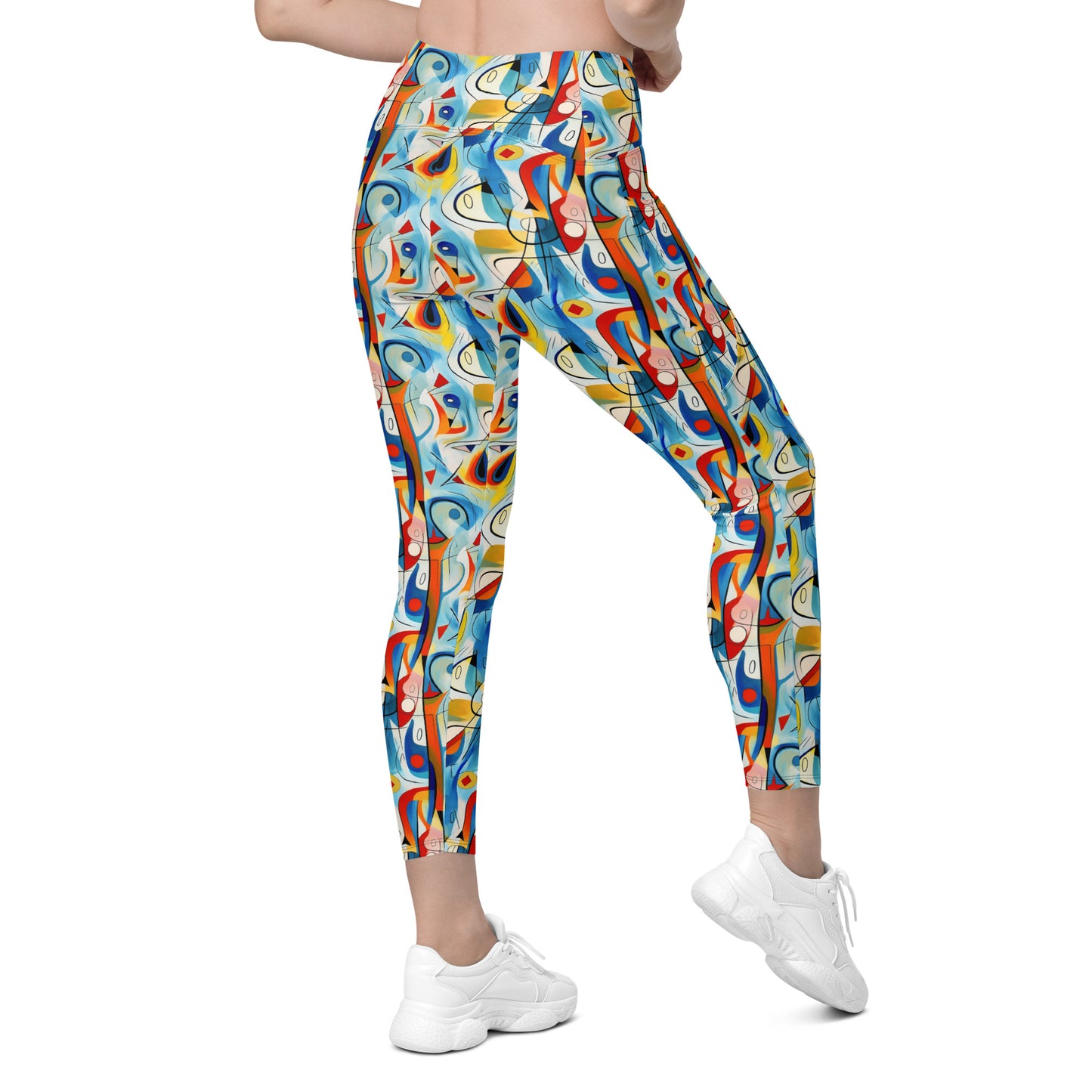 Geometric Pop Culture Pattern Printed Leggings with pockets