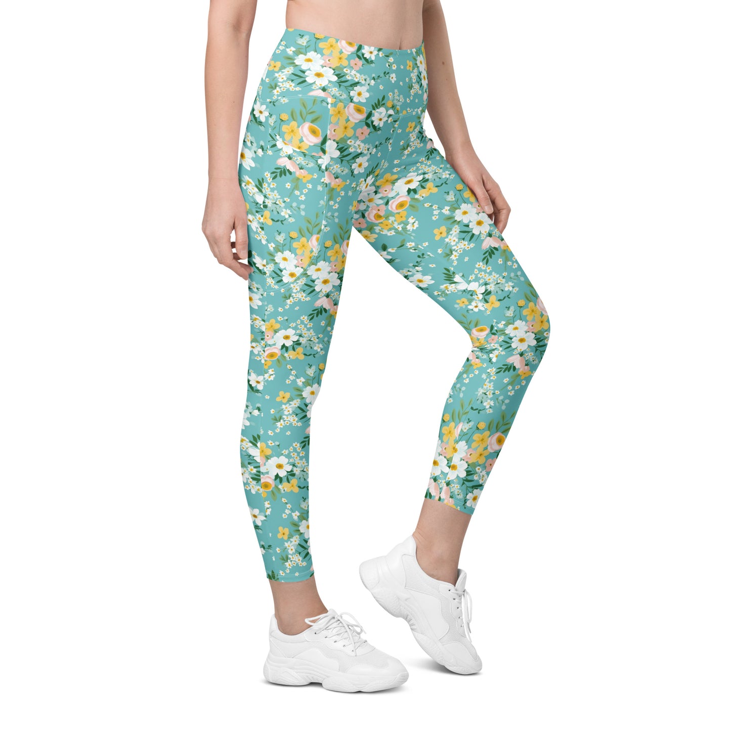 Pastel Floral Garden Leggings with pockets