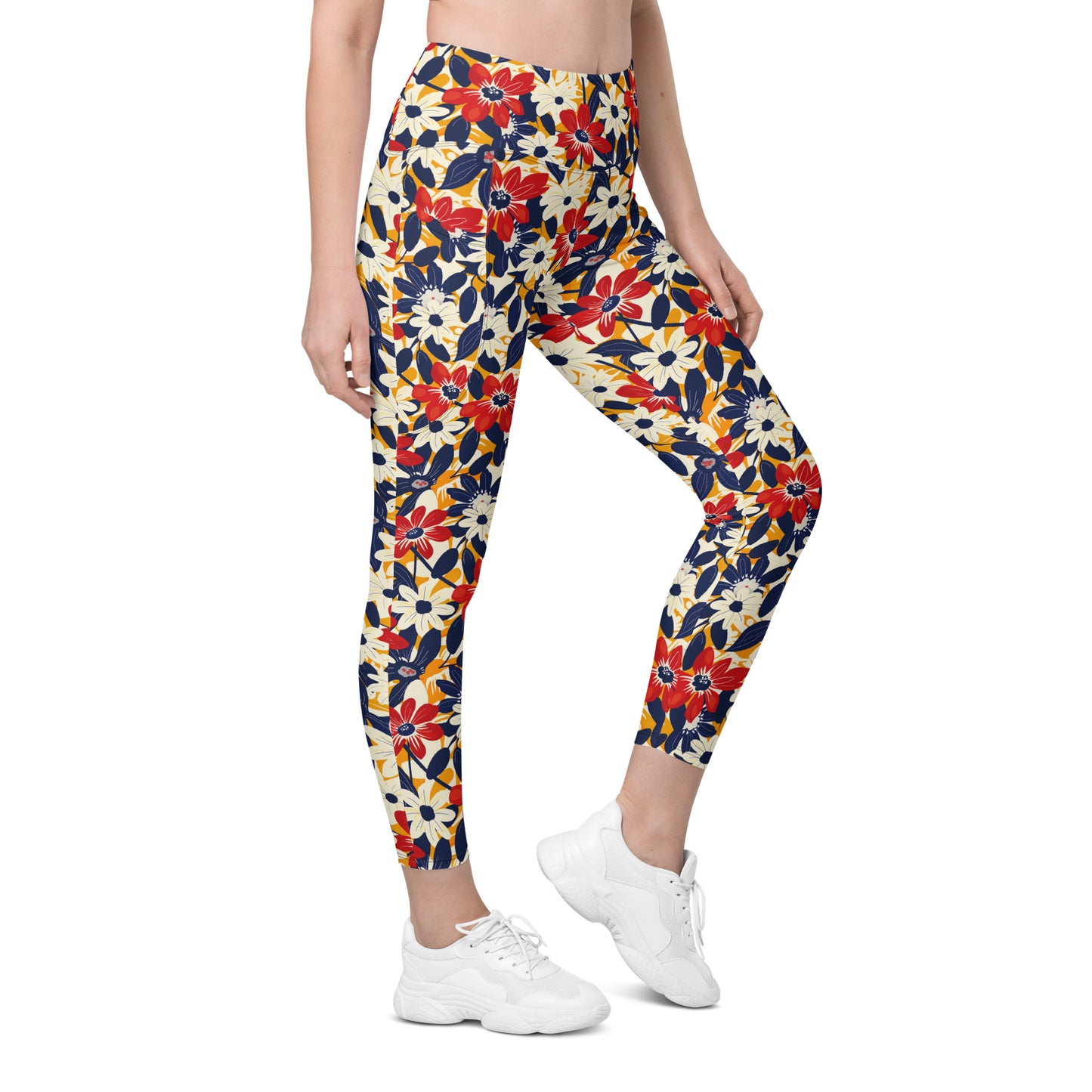 Bold Whispering Flowers Printed Leggings with pockets