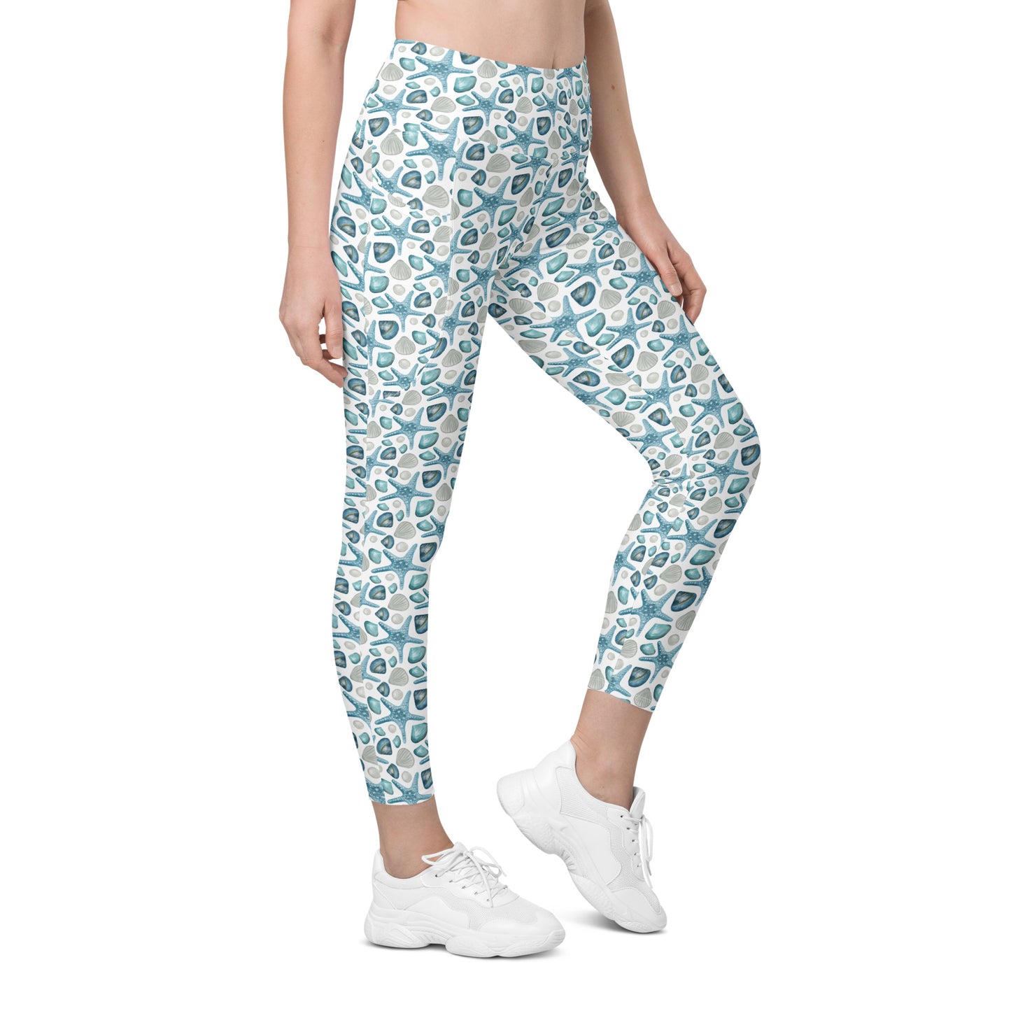 Star Fish Tropical Vibes Printed Leggings with pockets