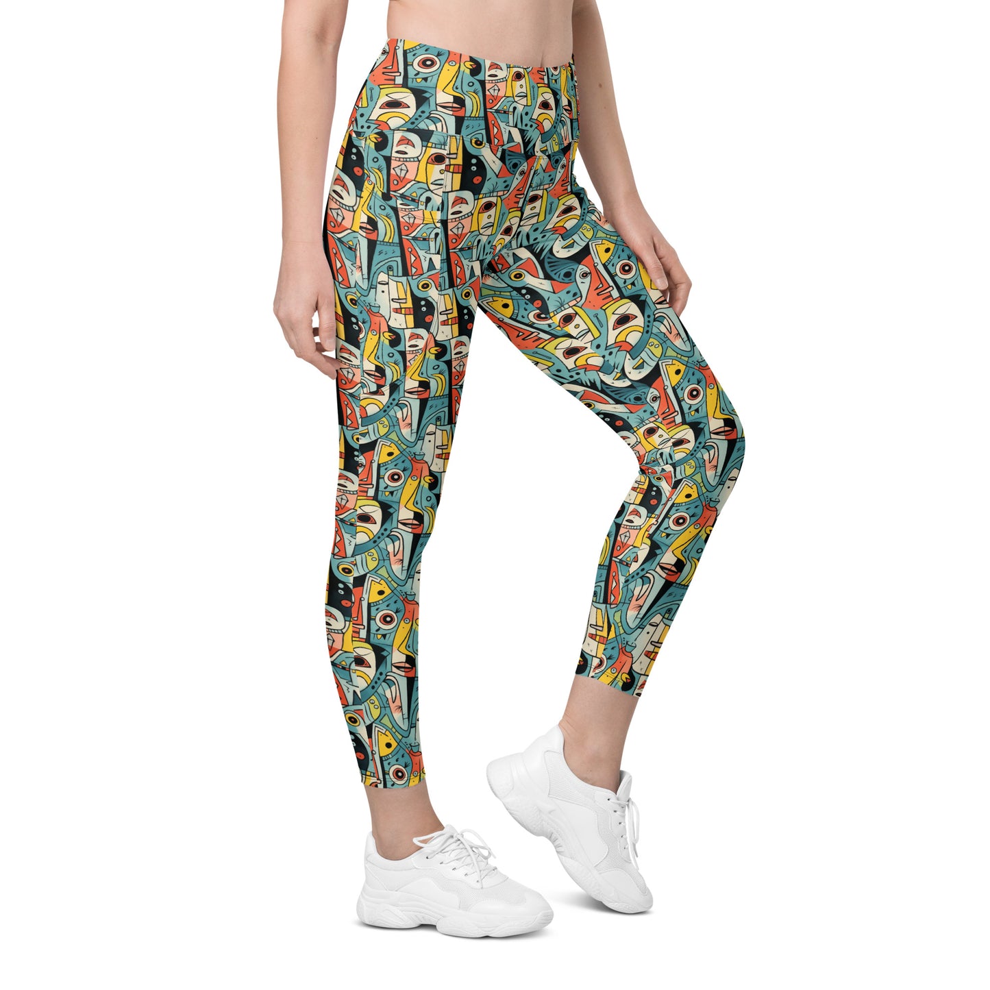 Pop Art Geometric Printed Leggings with pockets