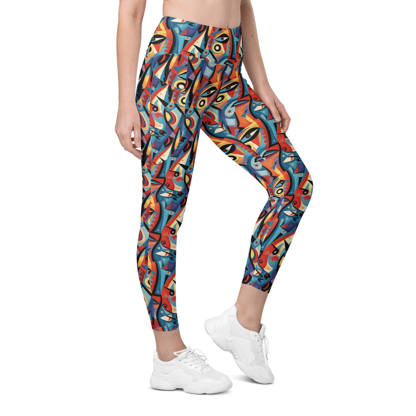 Pop Culture Geometric Pattern Leggings with pockets