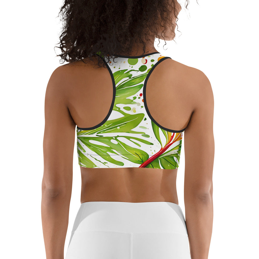 Palm Leaf Splash Sports bra