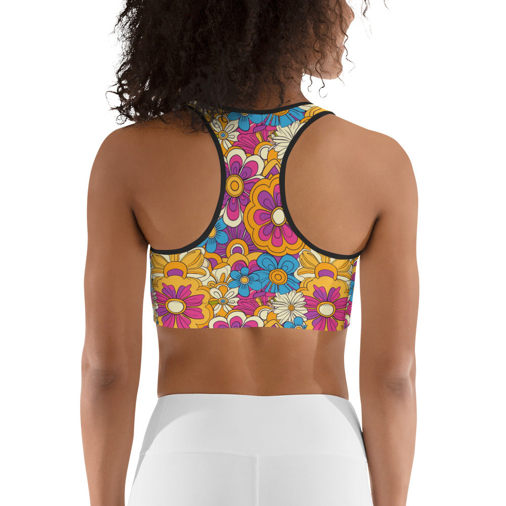 Vibrant Floral Print Sports bra