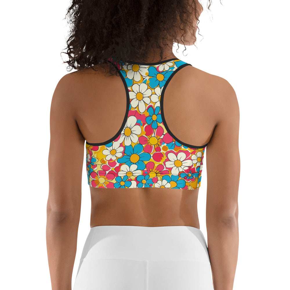 Groovy Floral Print Sports bra