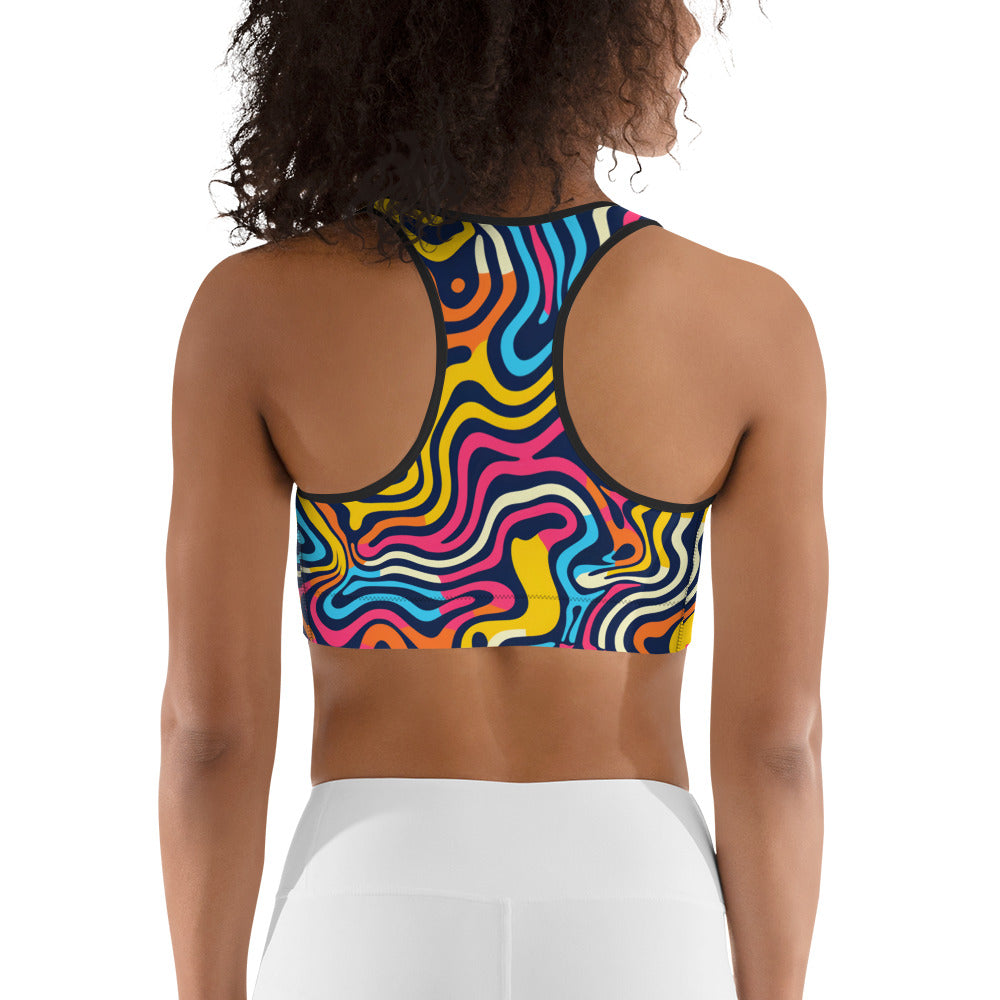 Psychedelic Waves Pattern Sports bra