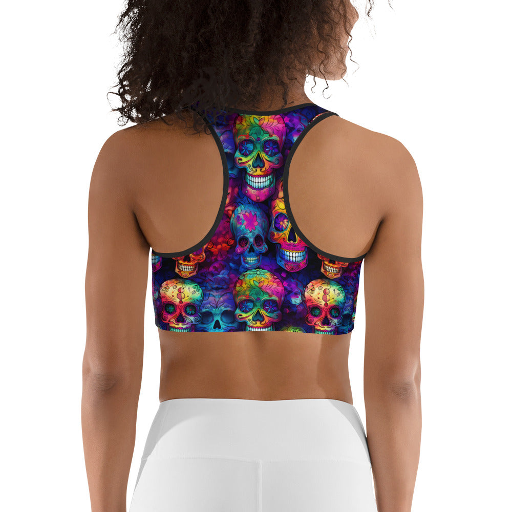 Colorful Sugar Skulls Sports bra