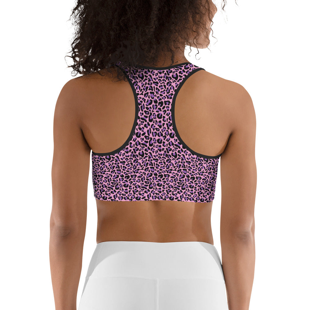 Purple & Pink Leopard Print Sports bra