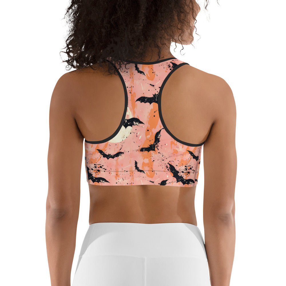 Spooky Bats Halloween Sports bra