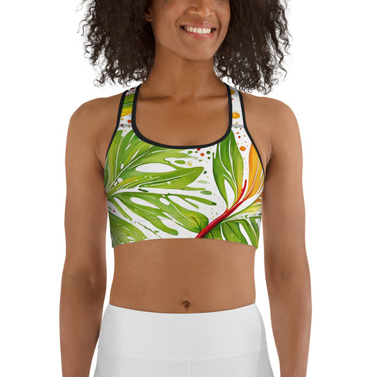 Palm Leaf Splash Sports bra