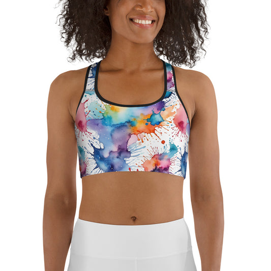 Water Color Splash Sports bra