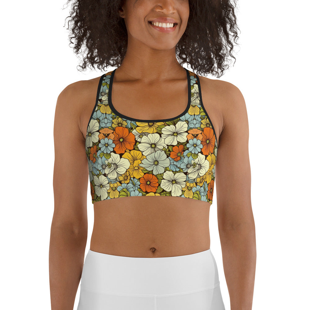 Spring Floral Print Sports bra