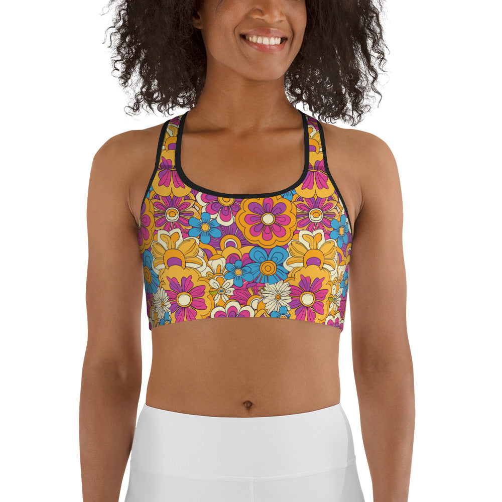 Vibrant Floral Print Sports bra