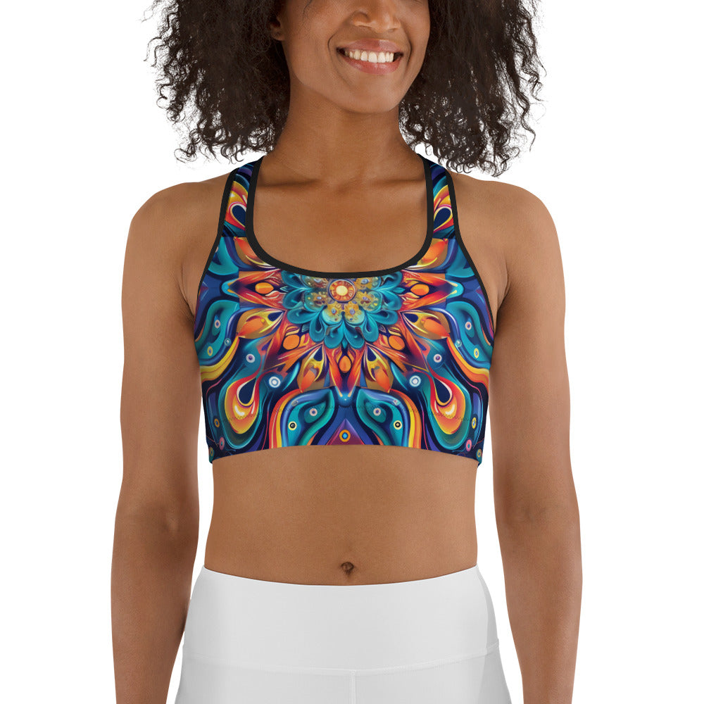 Psychedelic Illusion Pattern Sports bra