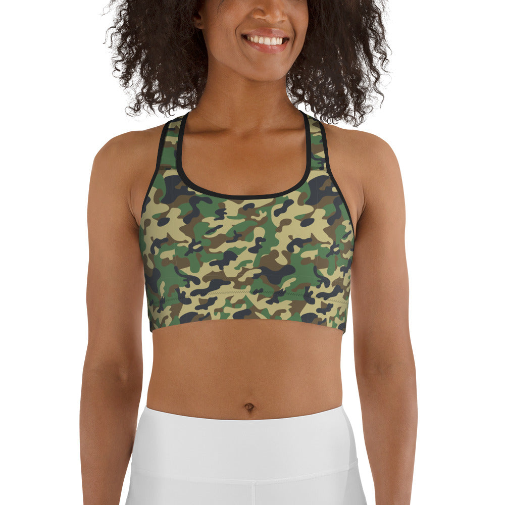 Classic Green Camo Sports bra