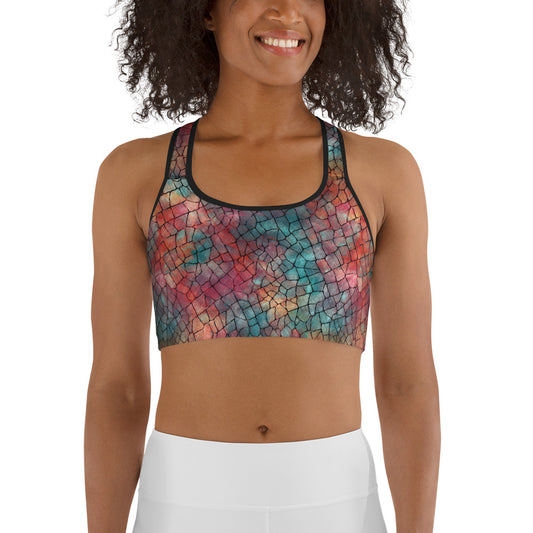 Abstract Pattern Darkness of Colors Sports bra