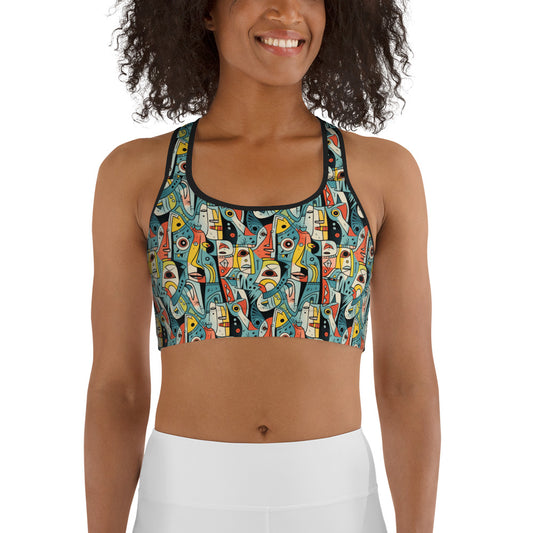 Pop Art Geometric Printed Sports bra