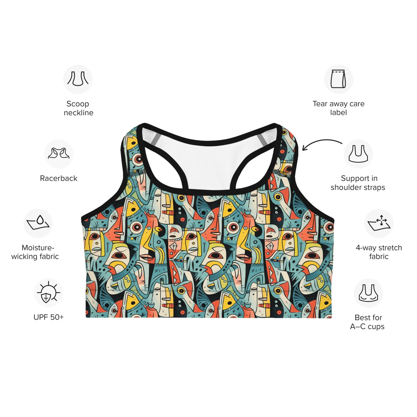 Pop Art Geometric Printed Sports bra