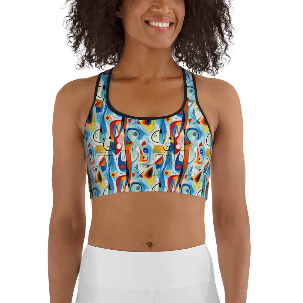 Geometric Pop Culture Pattern Printed Sports bra