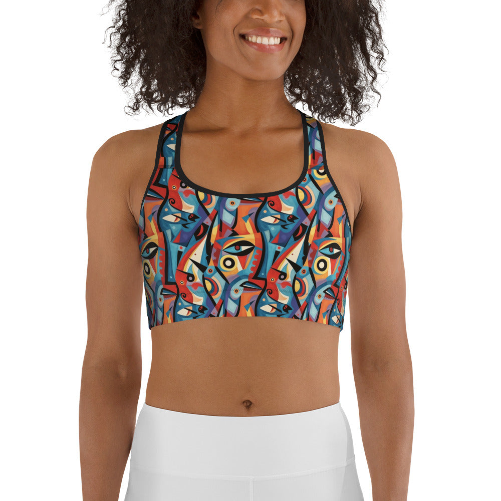 Pop Culture Geometric Pattern Sports Bra