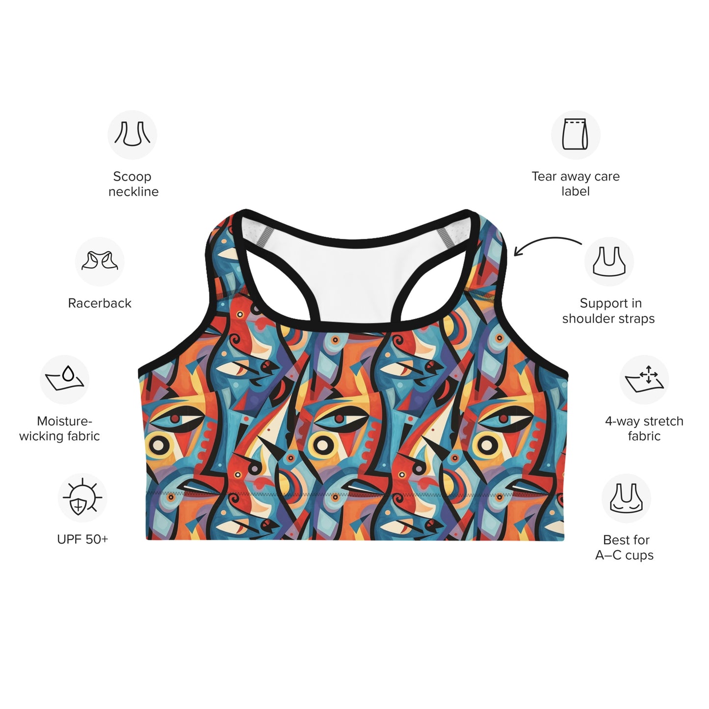 Pop Culture Geometric Pattern Sports Bra