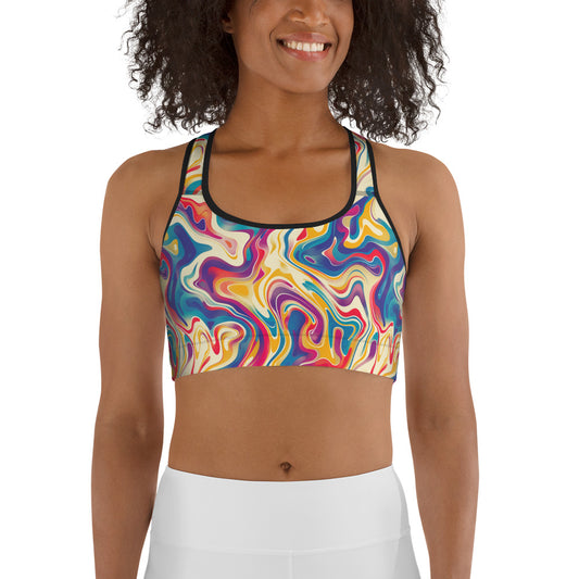 Psychedelic Color Flow Printed Sports bra