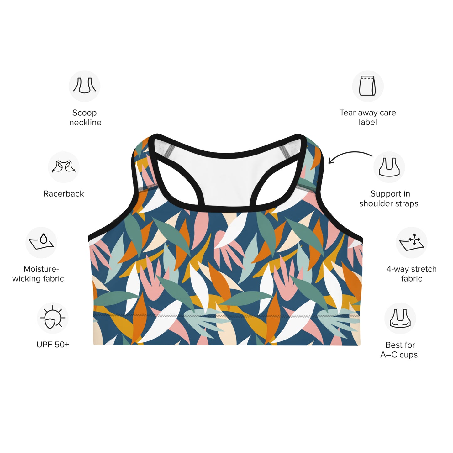 Colorful Leaves Summer Vibes Sports bra