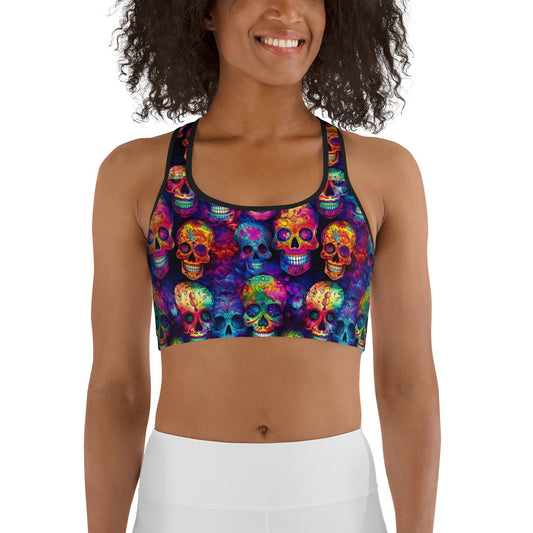 Colorful Sugar Skulls Sports bra