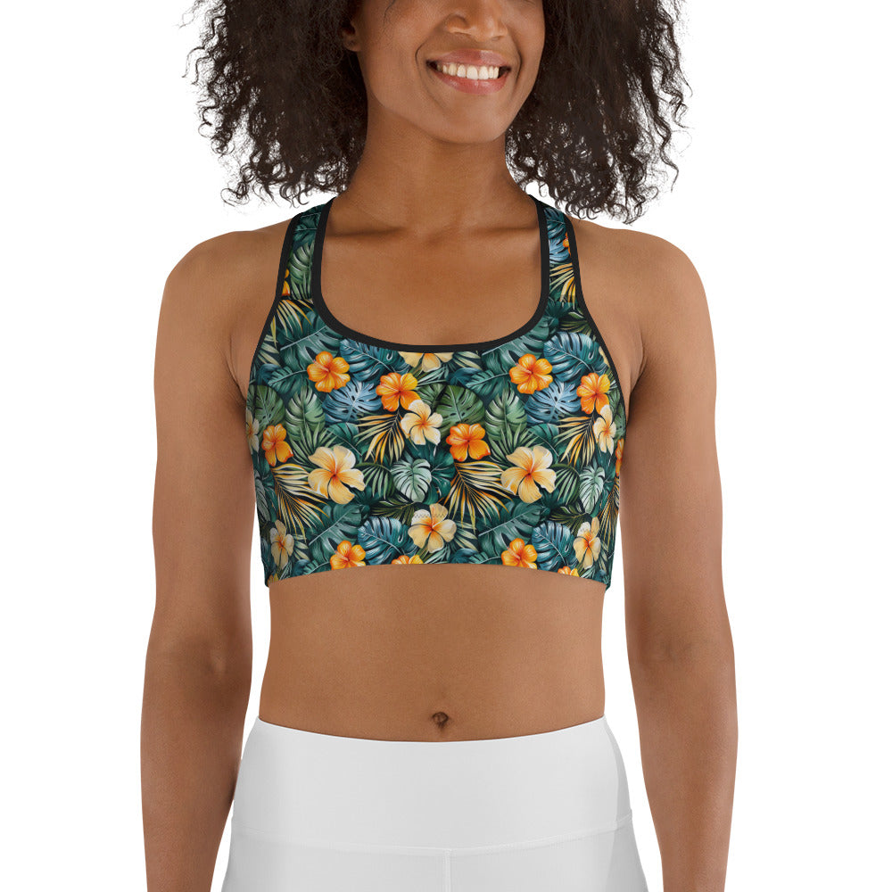 Tropical Floral Printed Sports bra