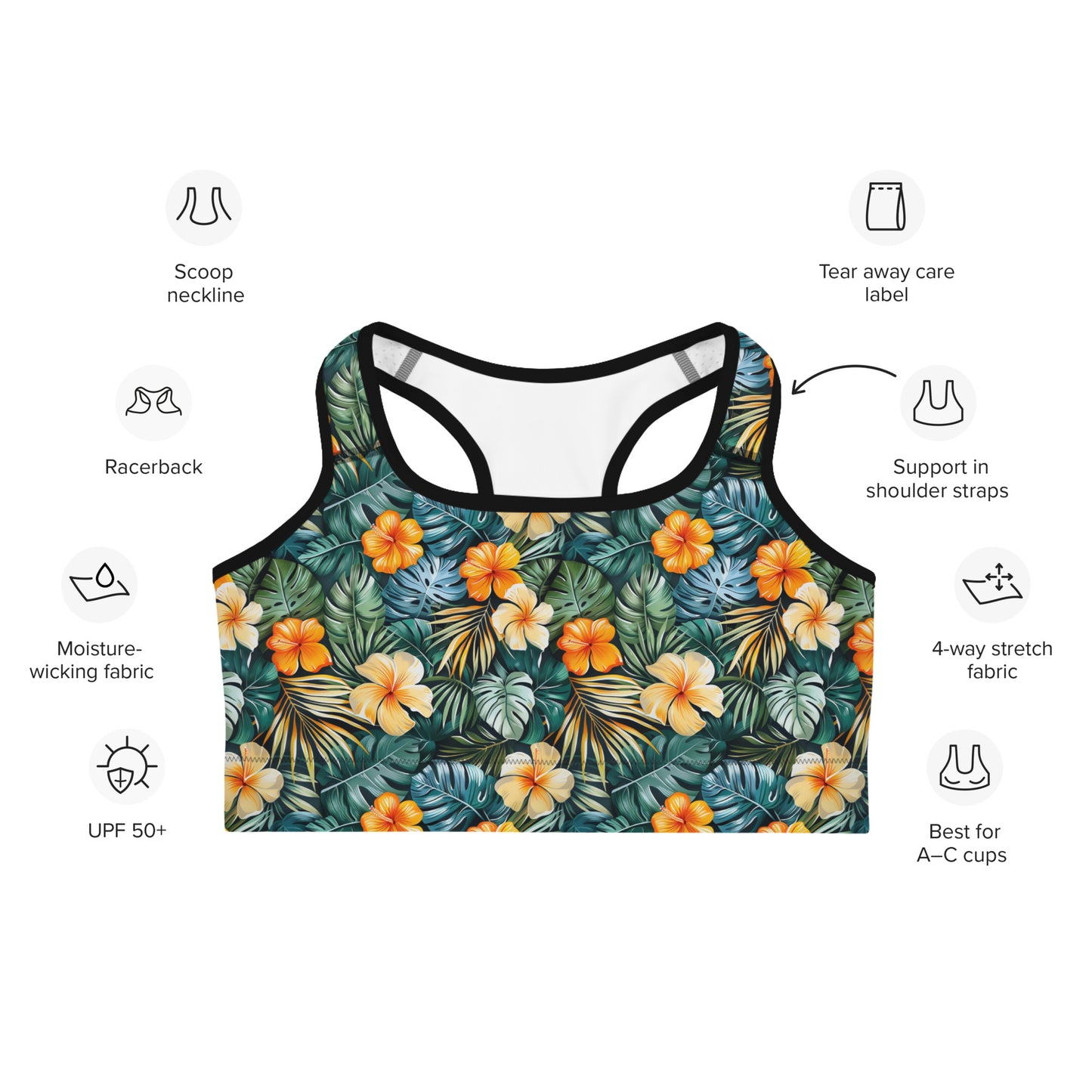 Tropical Floral Printed Sports bra