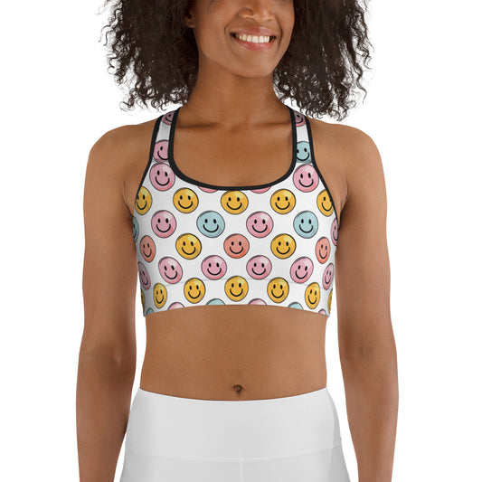 Bubble Gum Emoji Smiley Printed Sports bra