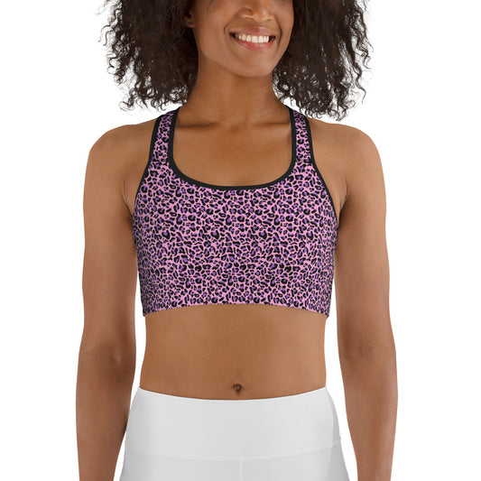 Purple & Pink Leopard Print Sports bra