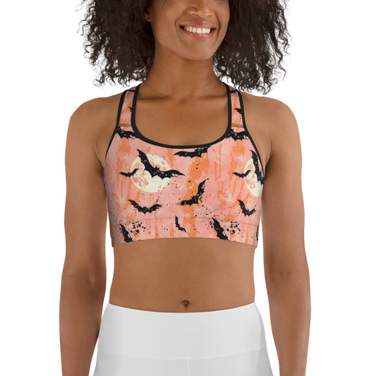 Spooky Bats Halloween Sports bra