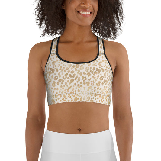 Shimmering Golden Leopard Skin Printed Sports bra