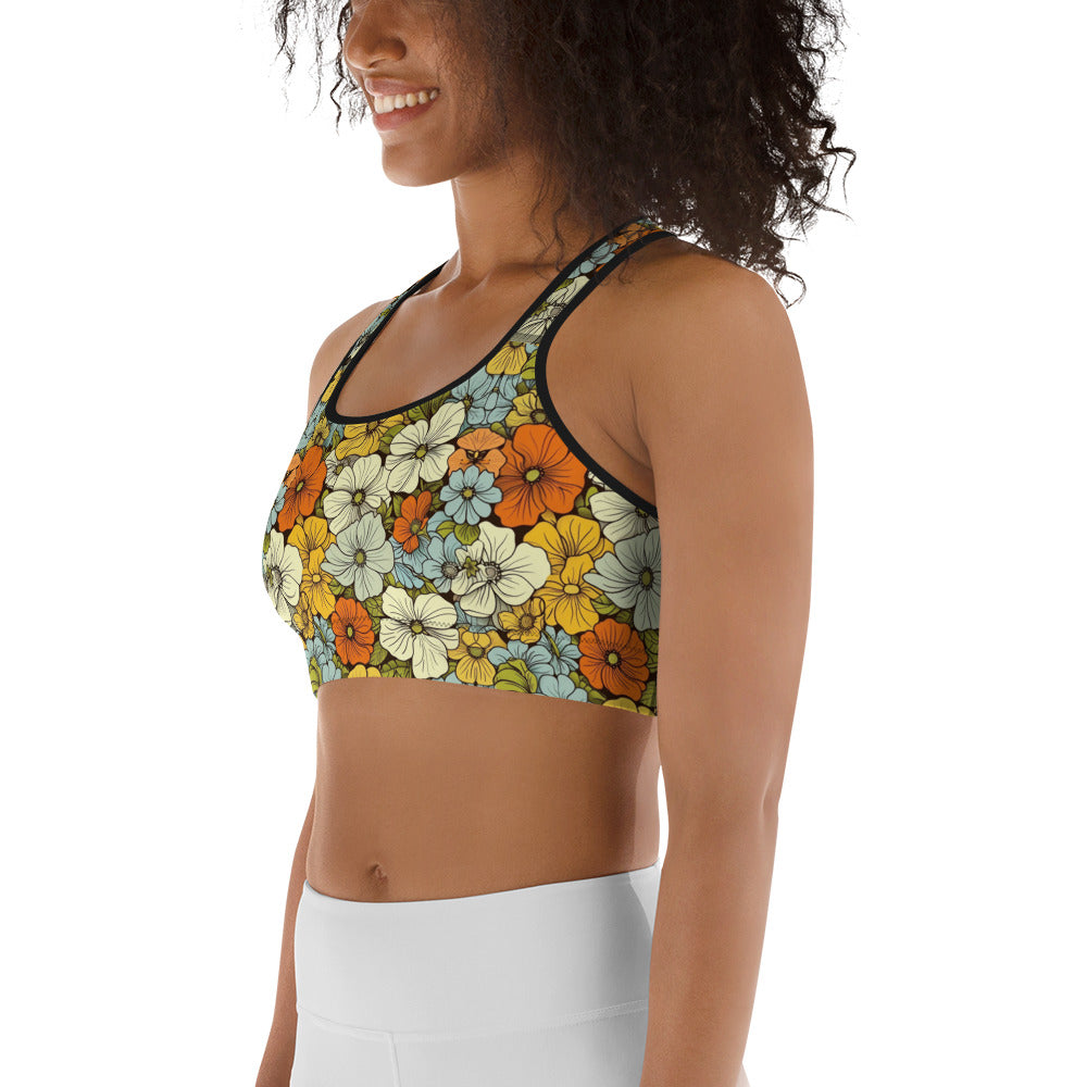 Spring Floral Print Sports bra