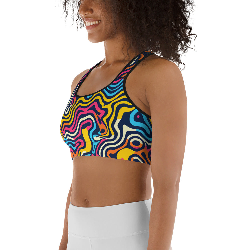 Psychedelic Waves Pattern Sports bra