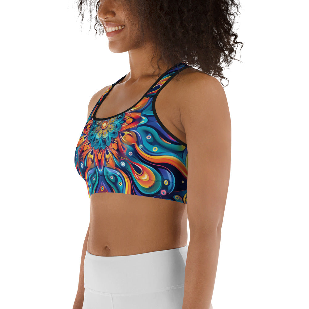 Psychedelic Illusion Pattern Sports bra