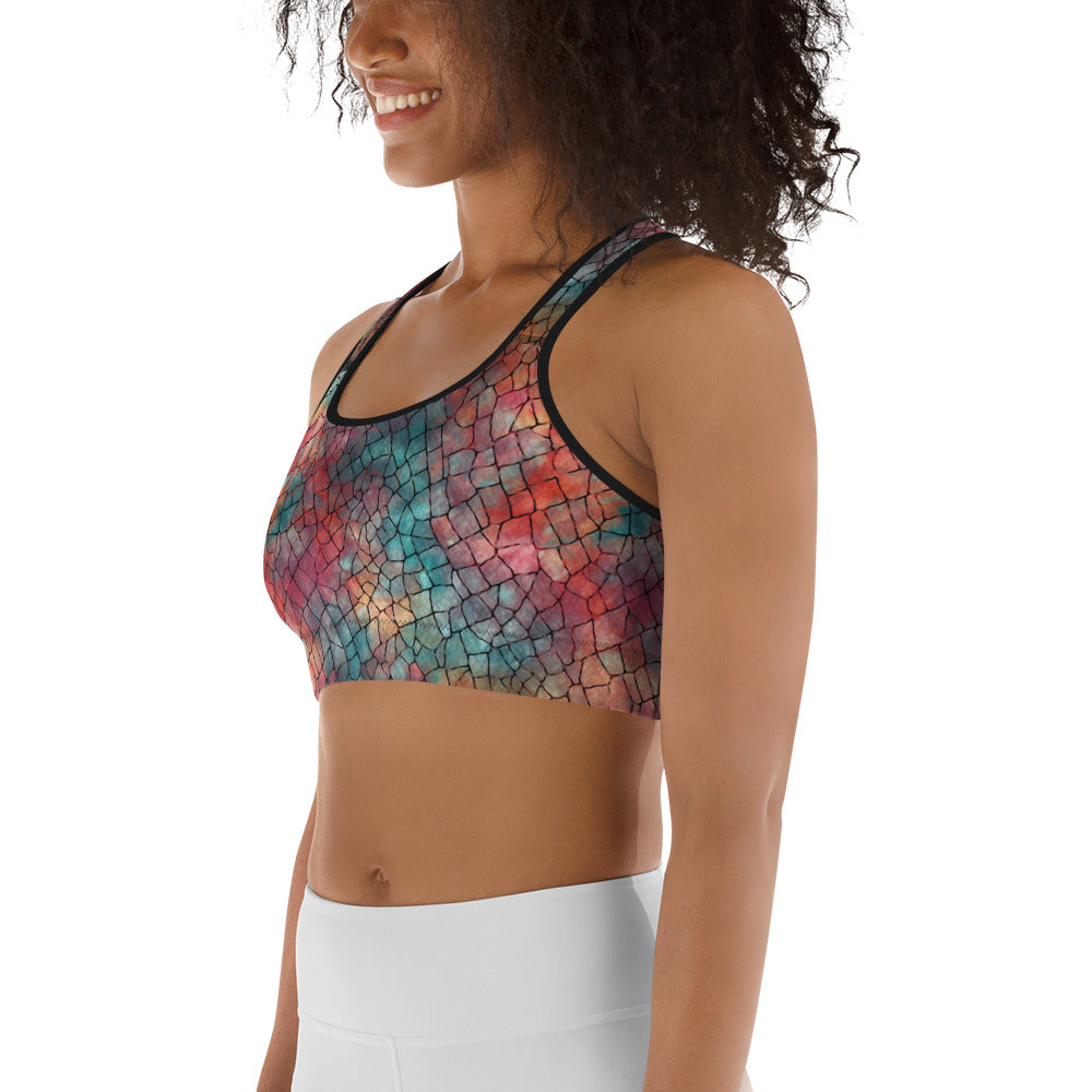 Abstract Pattern Darkness of Colors Sports bra