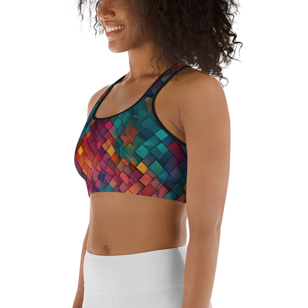 Colorful Geometric Pattern Sports bra