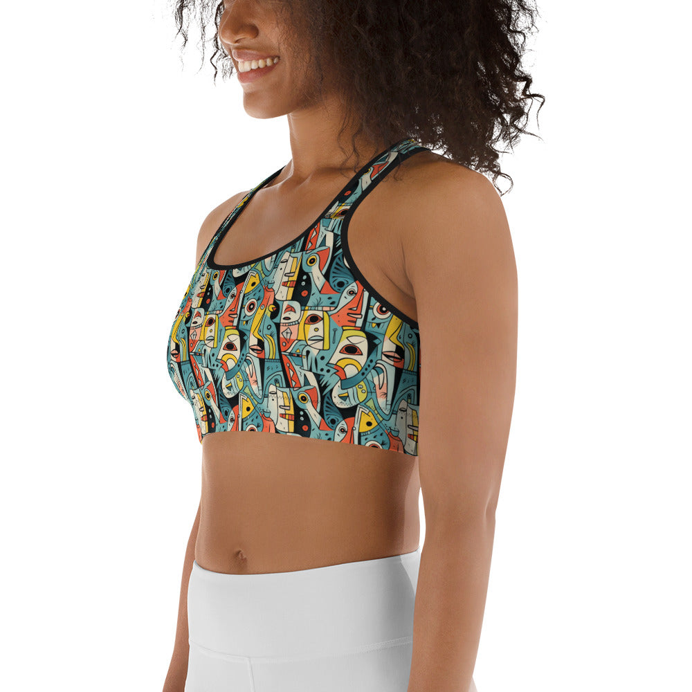 Pop Art Geometric Printed Sports bra