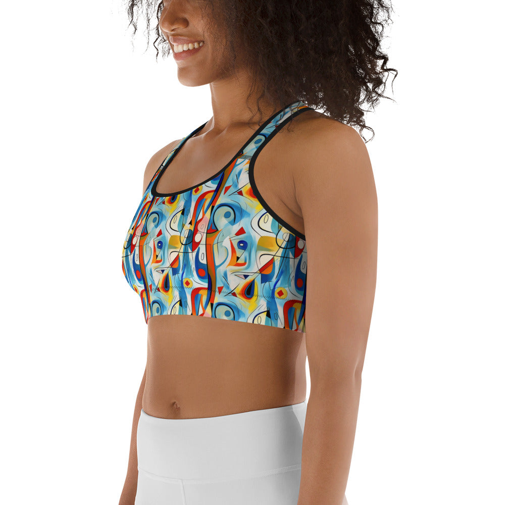 Geometric Pop Culture Pattern Printed Sports bra