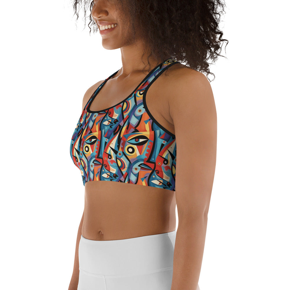 Pop Culture Geometric Pattern Sports Bra