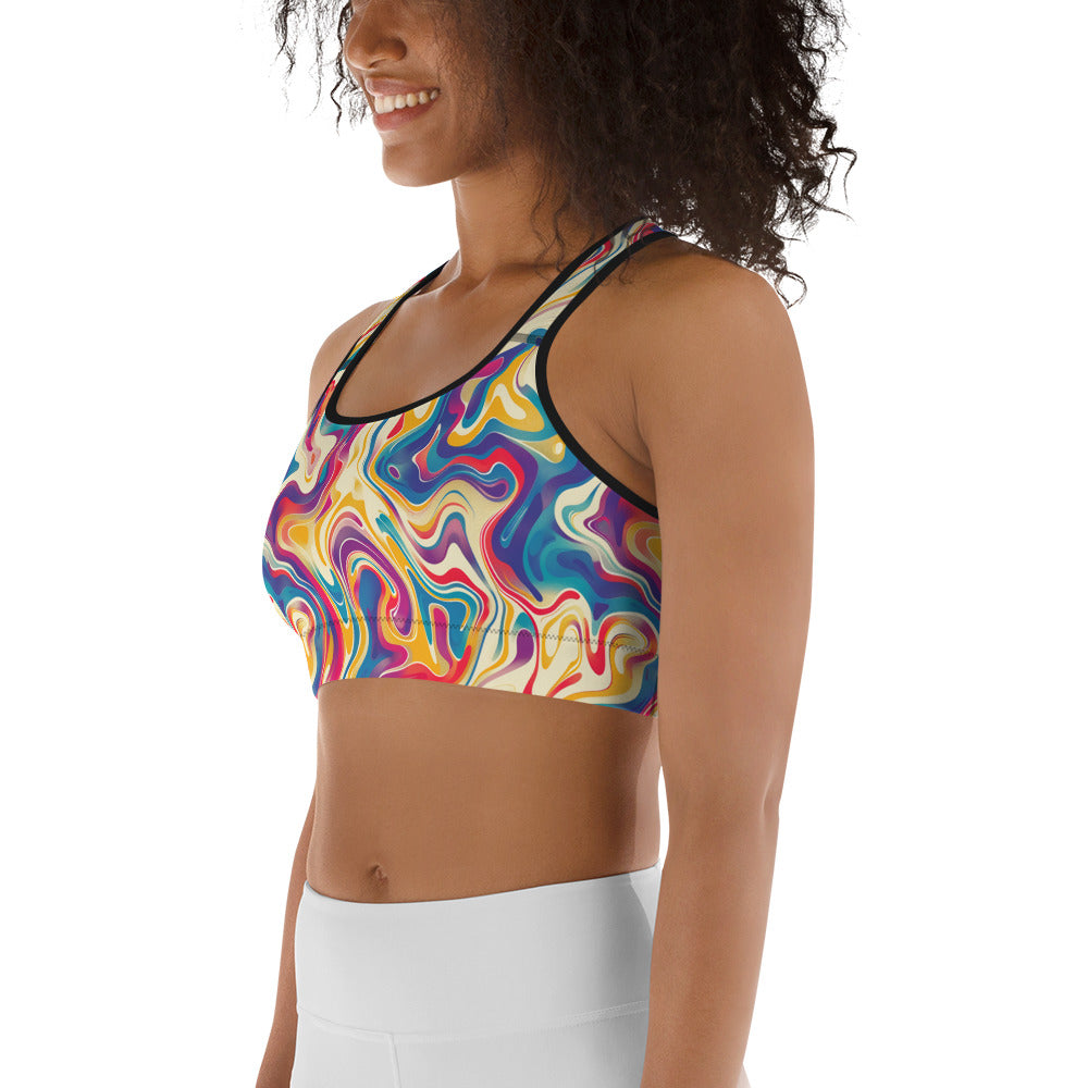 Psychedelic Color Flow Printed Sports bra