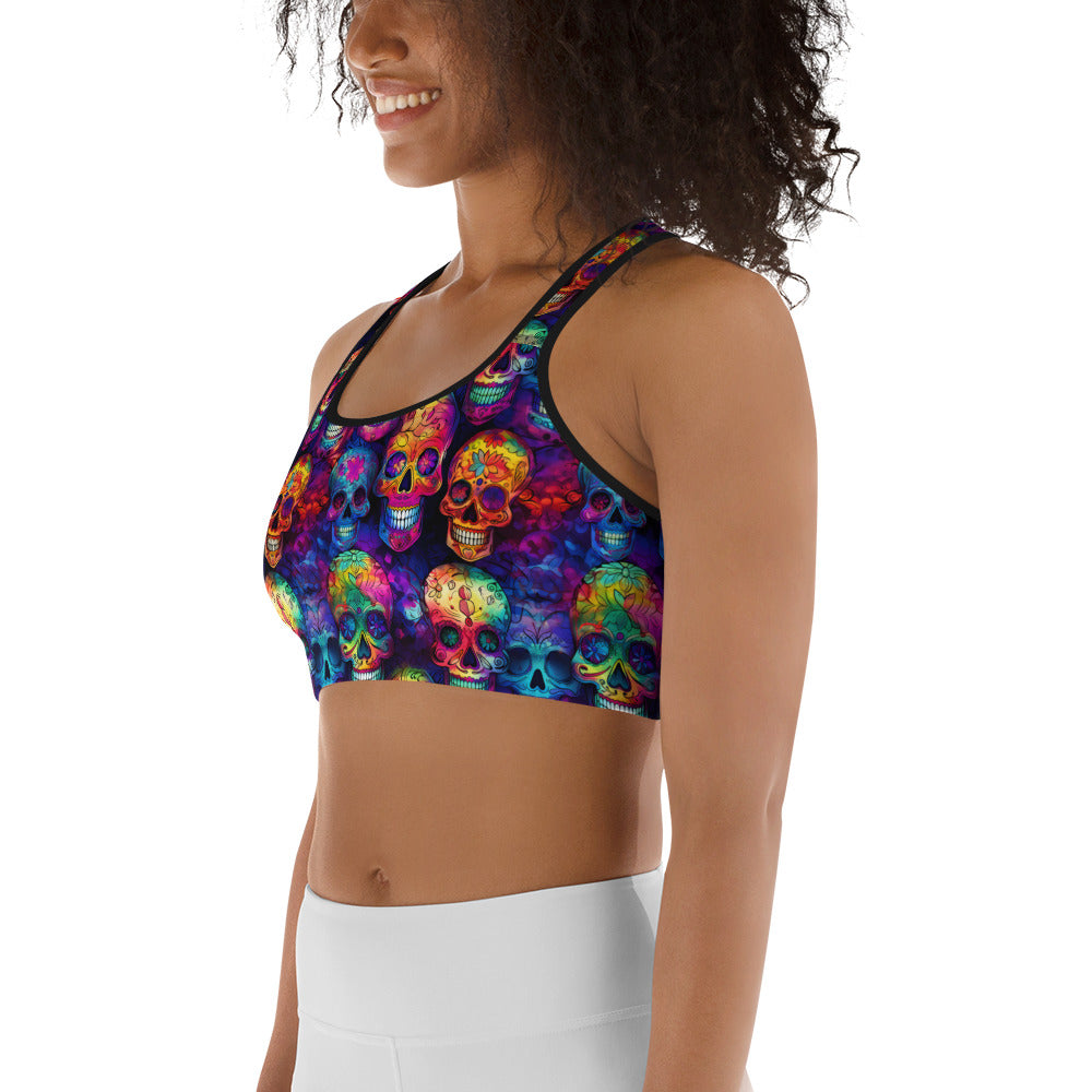 Colorful Sugar Skulls Sports bra