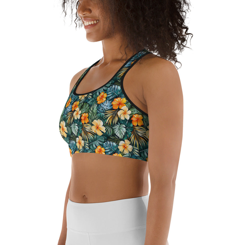 Tropical Floral Printed Sports bra