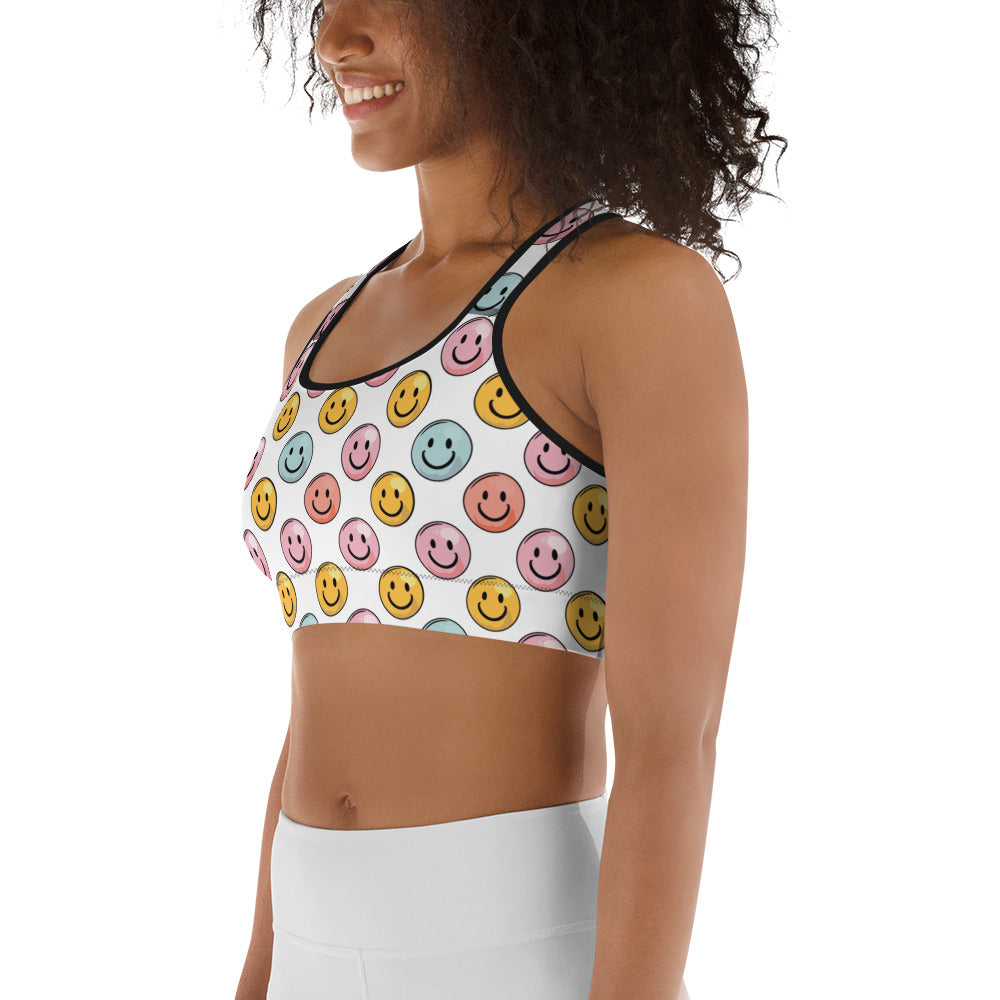 Bubble Gum Emoji Smiley Printed Sports bra